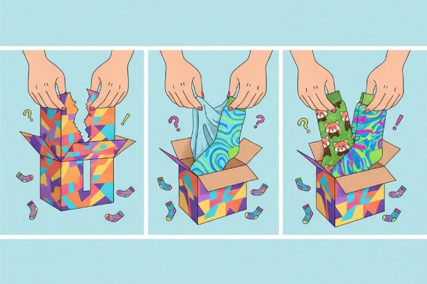 Blind socks box open