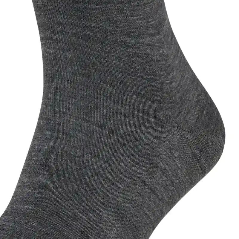 Close-up texture view of dark gray wool dress socks highlighting fine knit fabric detail.