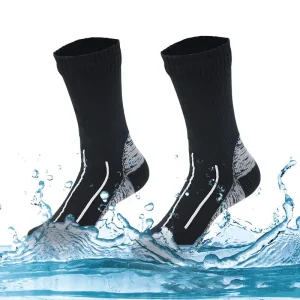 Black waterproof wudu socks demonstrating water-resistant performance for Masah and ablution use