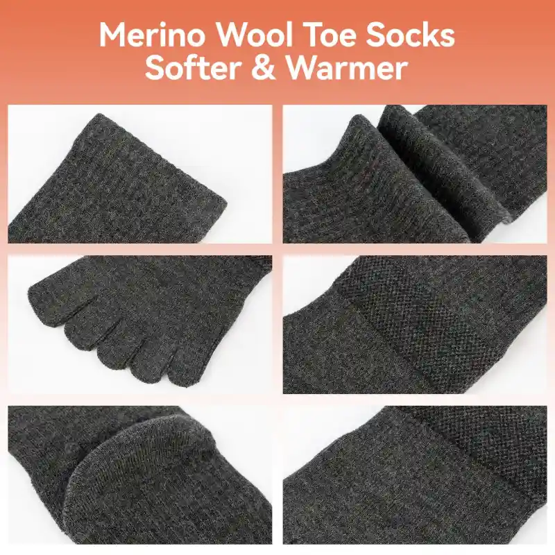 Merino wool toe socks detail