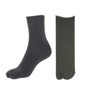 Grey crew-length tabi socks, split-toe product image