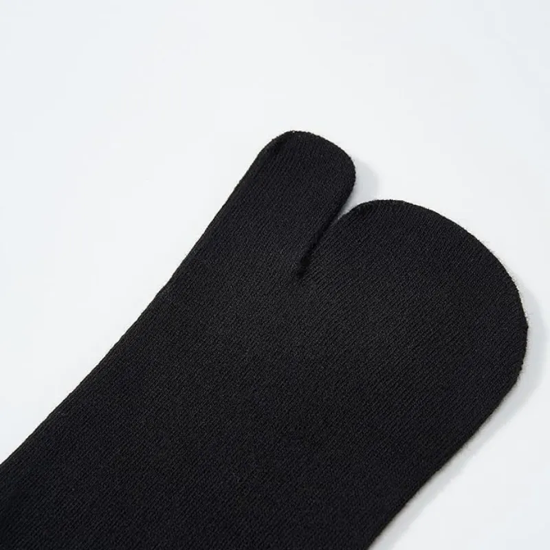 Black tabi sock toe area showing split-toe shape detail