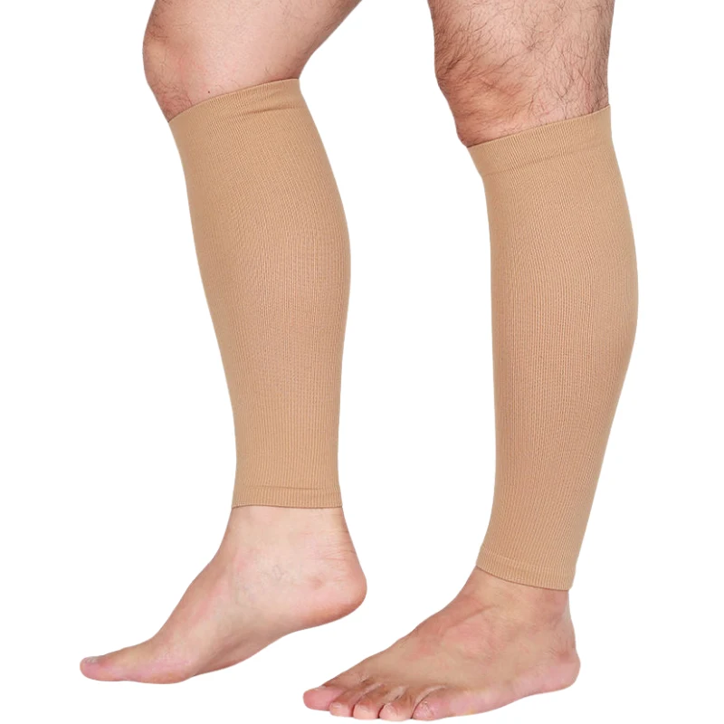 Medical Grade Compression Calf Sleeves in nude color for professional leg swelling relief