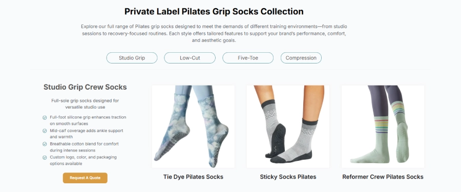 Custom Pilates socks collection