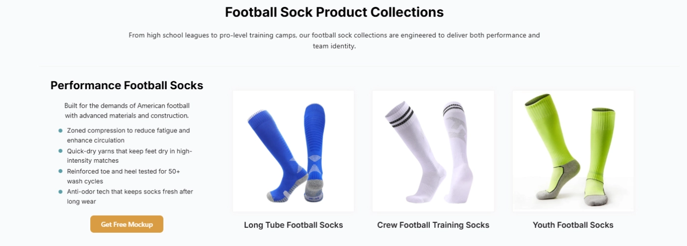 Different football socks types