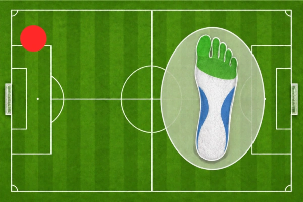 Soccer grip socks winger diagram showing forefoot and lateral wrap around high density silicone dots