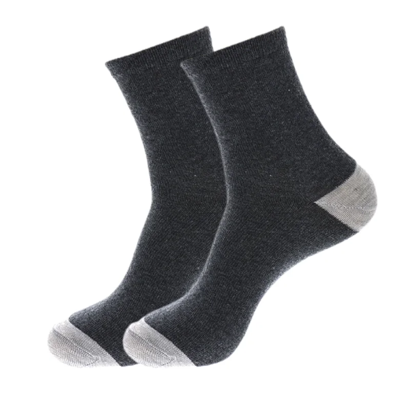 Pair of dark grey ESD cushioned anti static socks with light grey heels and toes