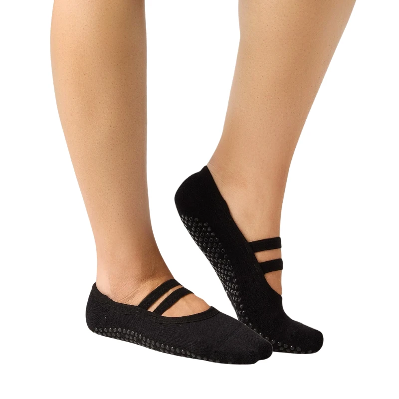 Custom dance grip socks with silicone sole grips for studio practice and turns