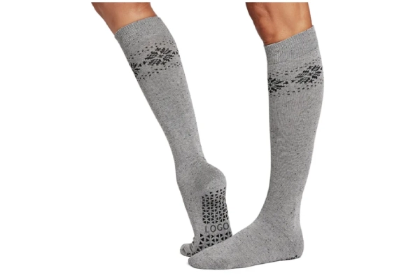 Custom pilates grip socks silicone coverage and compression arch band