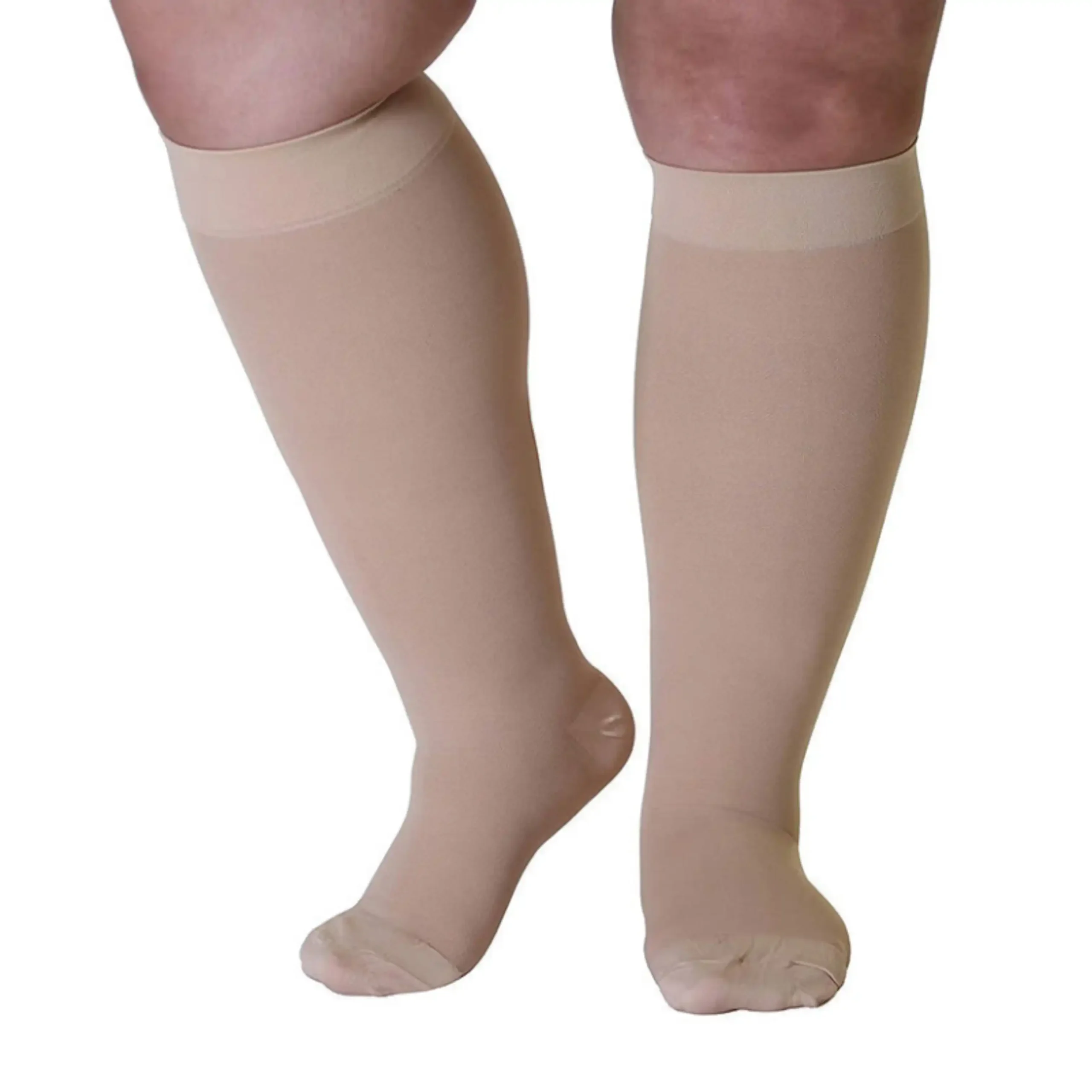 Extended Size 2XL to 6XL Compression Socks in solid beige