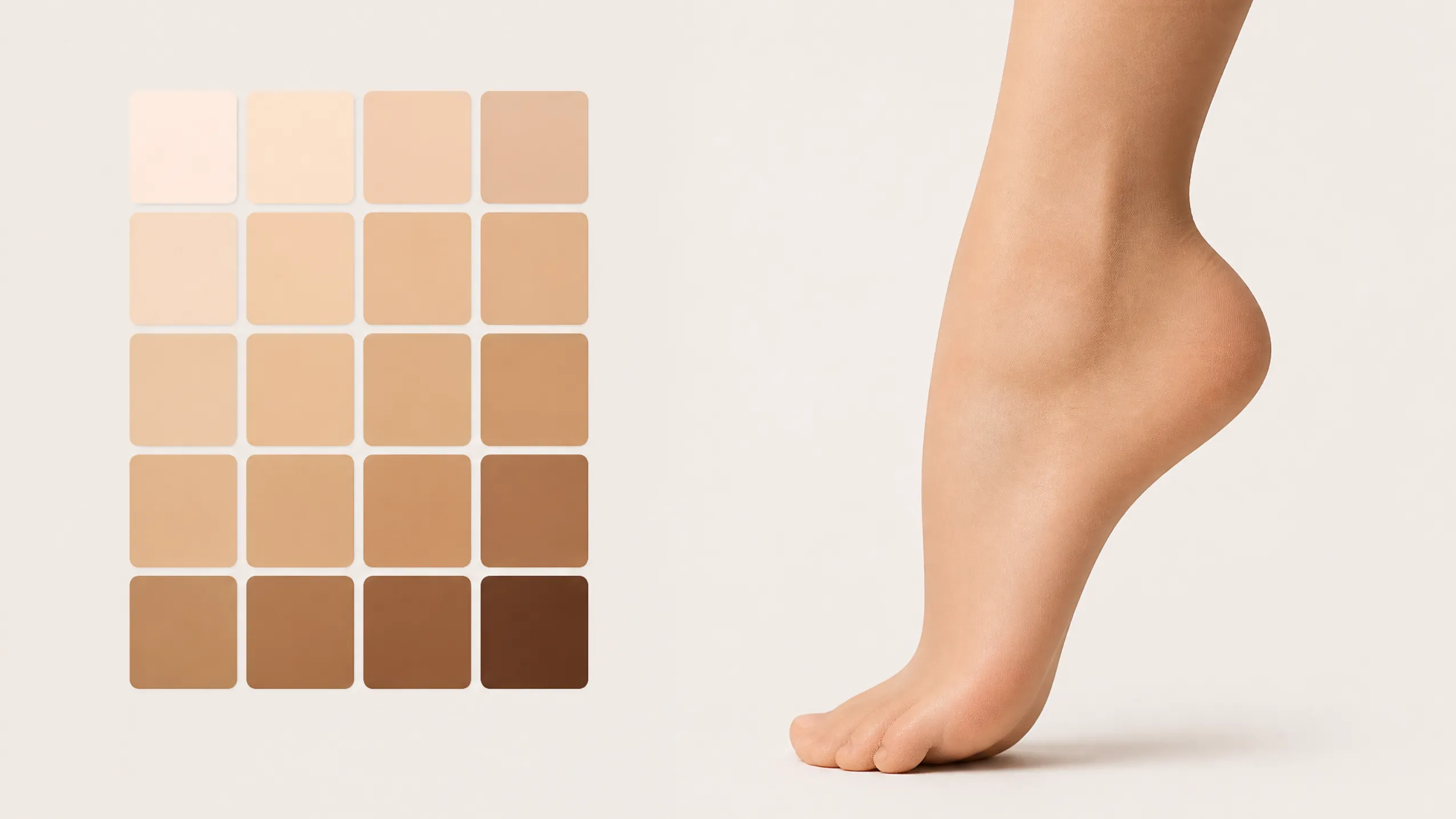 Multi-shade skin-tone palette with a bare foot for invisible stage dance socks