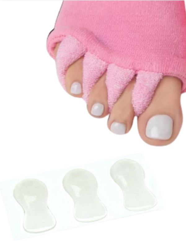 Terry-loop toe separator sock and gel toe spacer pads comparison