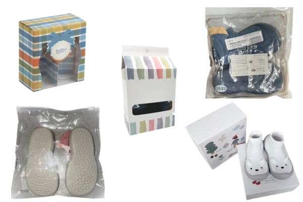 baby sock shoes packaging options with gift boxes polybags and custom retail boxes
