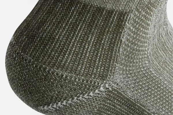 Close up of merino wool hiking socks details of the material