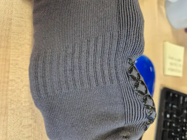 Knit gap closeup yoga grip sock case study